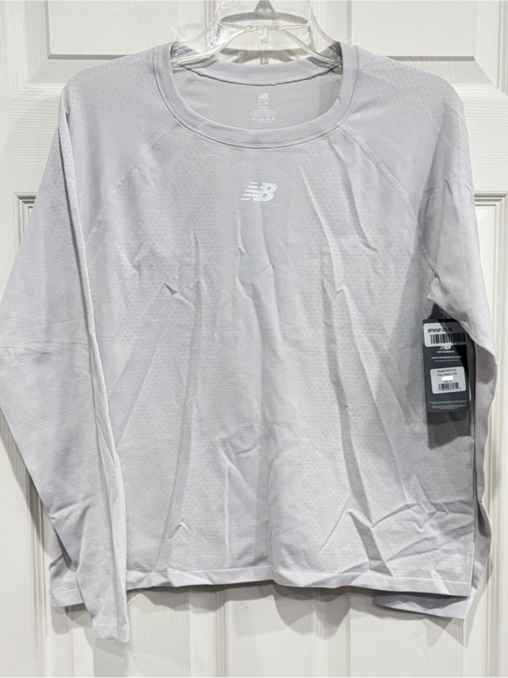 New Balance Womens' XL Mix Mesh T-Shirt Long Sleeve Grey NWT Stretch